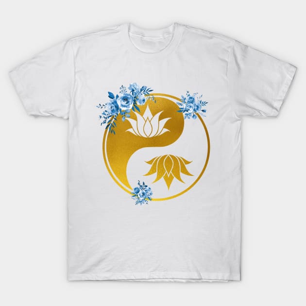 Lotus in Yin Yang T-Shirt by erzebeth